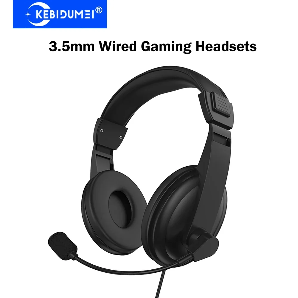 KEBIDUMEI 3.5mm Wired Headsets Over-Ear Headphones With Mic Noise Cancelling Adjustable Headband For Call Center School Students