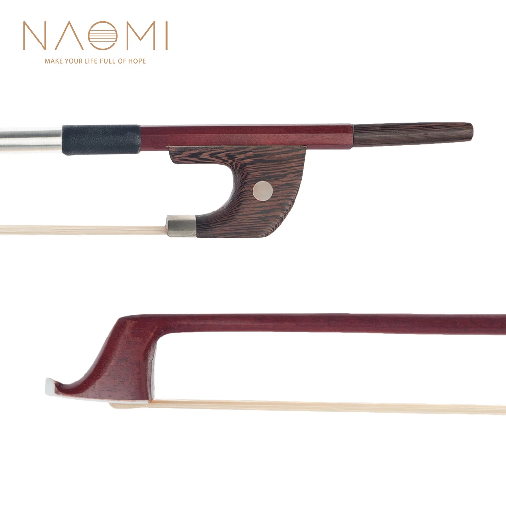 NAOMI 3/4 4/4 rozmiar w stylu niemieckim kontrabas łuk Brazilwood łuk uczniowie łuk początkujący używają z Wenge żaba