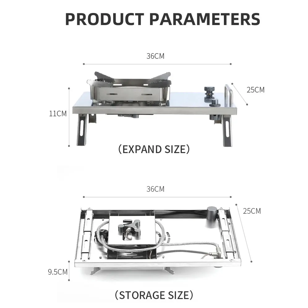 Imagem -03 - Moeye Igt-folding Fogão a Gás de Cabeça Única Alta Potência à Prova de Vento Inoxidável Portátil ao ar Livre Camping 7800w