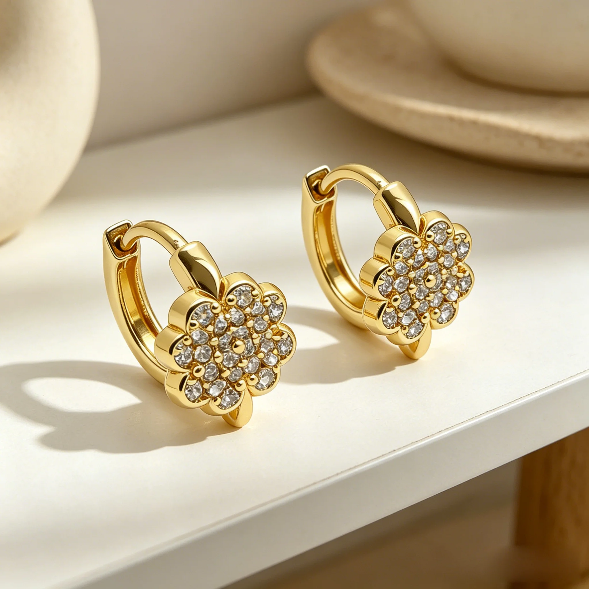 สีทองอ่อนต่างหูห่วงเพทายสำหรับ - Women Accessories For Wedding บทวิจารณ์และราคา