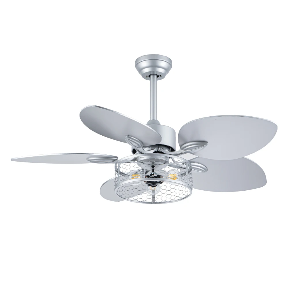 

42" Ceiling Fan: Light & Remote, Noiseless Reversible Motor,6 Speed, Indoor Use - Silver