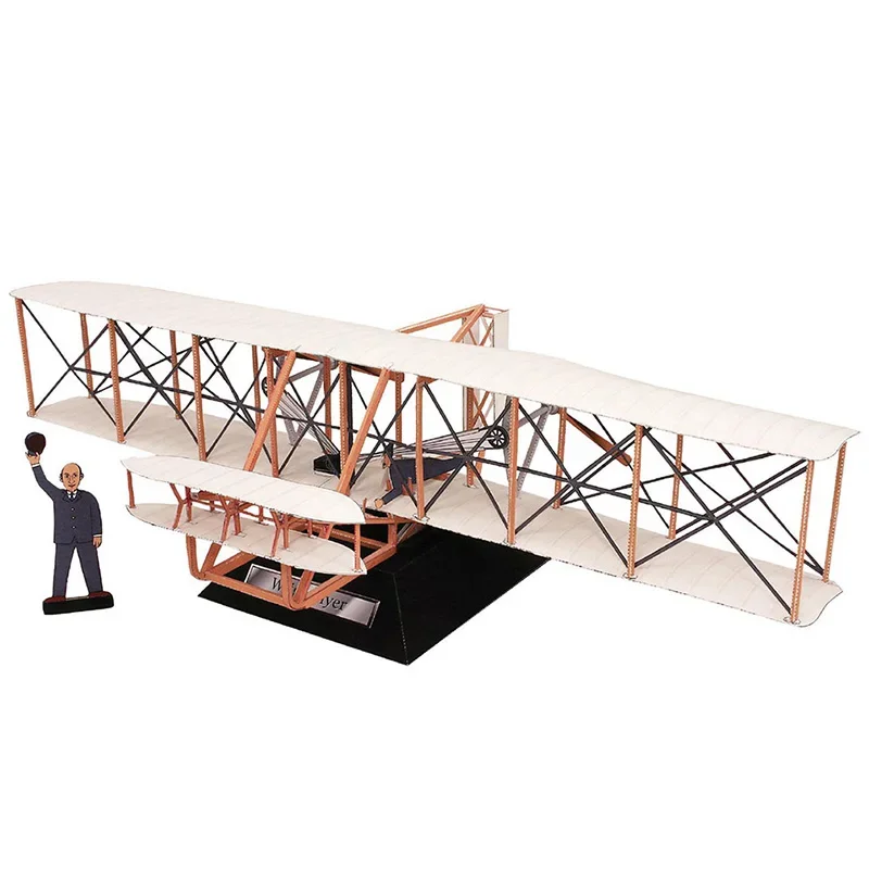 Wright Flyer Aircraft Vehicle Folding Handmade 3D Paper Model DIY Papercraft Art Teens Adult Origami Craft Toys ZX-070