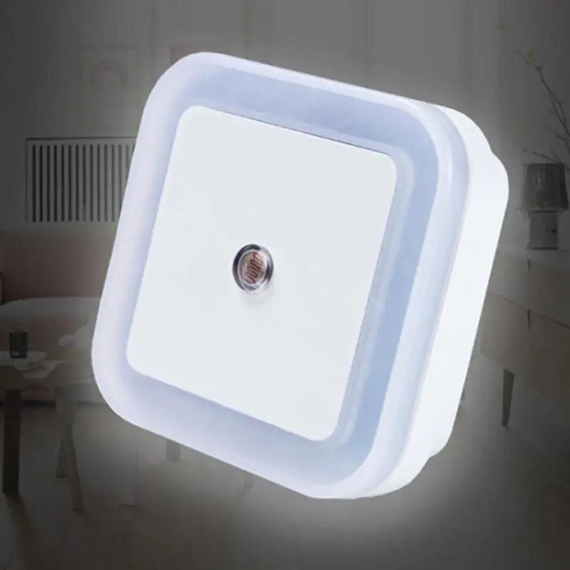 Mini LED Night Light EU/US Plug in Dusk to Dawn Sensor Wall Nights Lamp Square for Bedroom Hallway Stairs Corridor 110V 220V