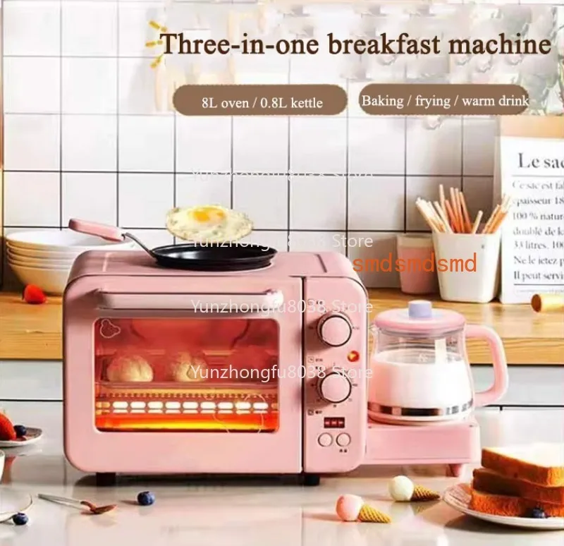 3 Combined with 1 Multifunctional Breakfast Maker with Toaster Oven Frying Pan