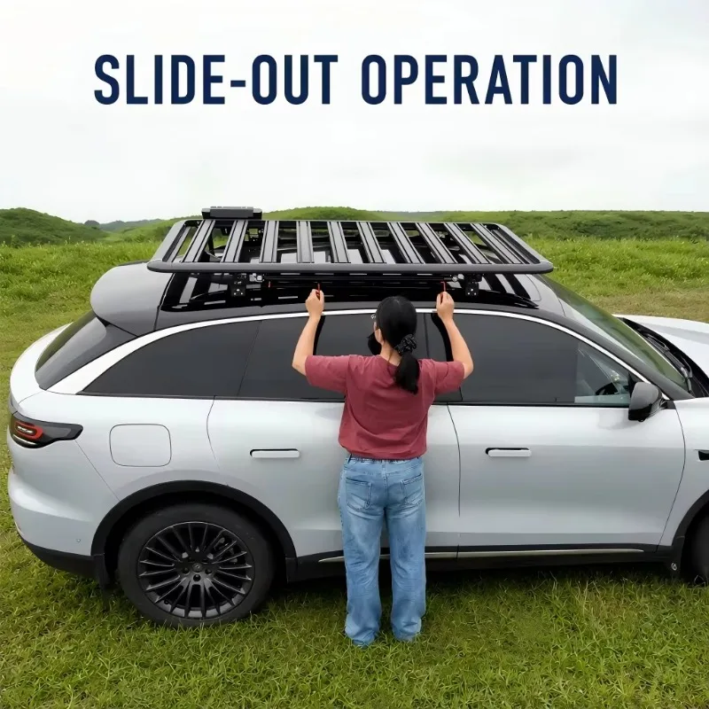 Gen 2 Pull Out Extendable Roof Platform Custom Size Heavy Duty Aluminum Roof Rack Cargo Carrier Rail System for Offroad 4x4