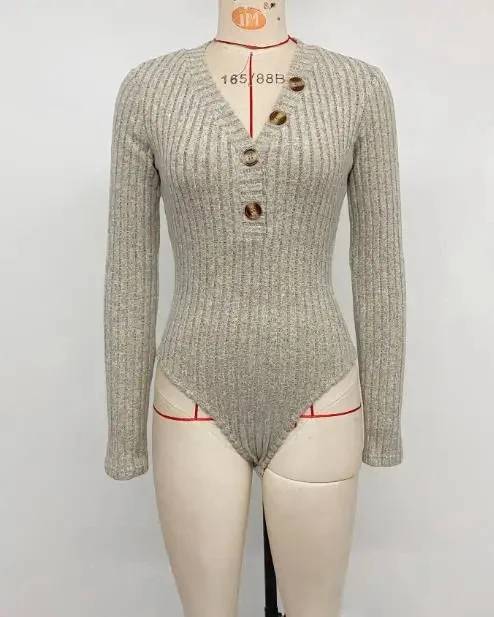 

Women's Long Sleeve Striped V-Neck One-Piece Pants Female Clothing New Autumn 2025 Women's Fashion Skinny Bodysuits