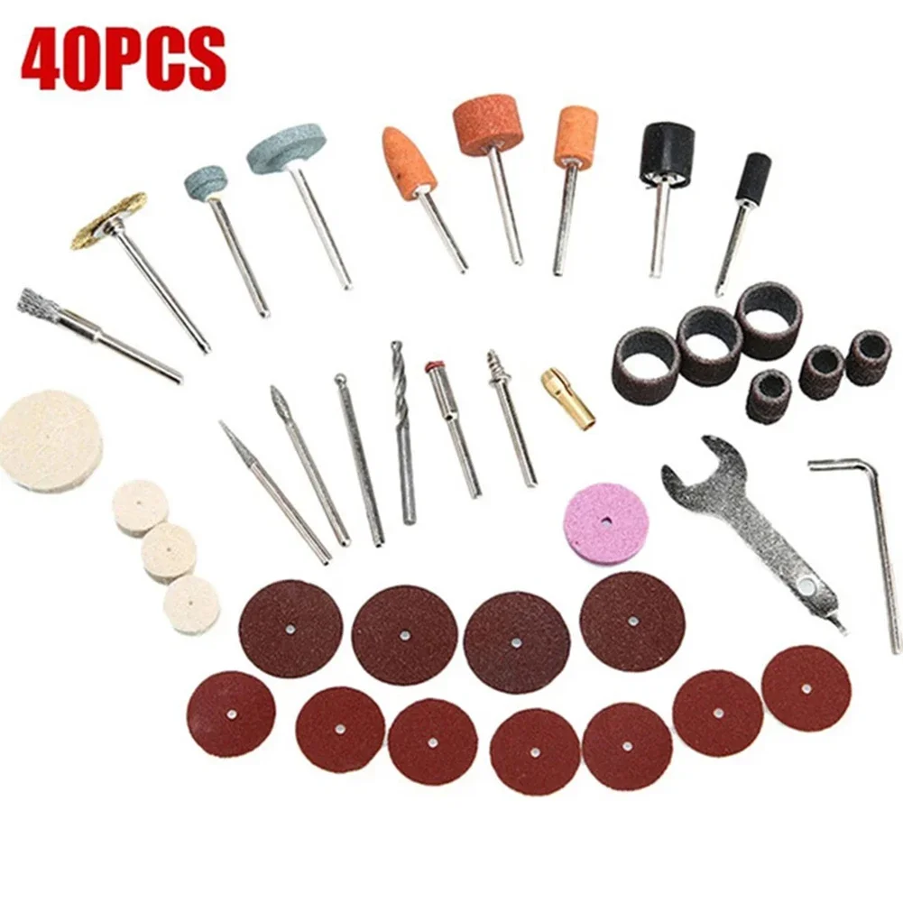 Kit de tambores de lijado abrasivo, almohadillas de pulido, disco de corte, cabezal de grabado para taladro de uñas SDremel, herramientas rotativas, 40 piezas