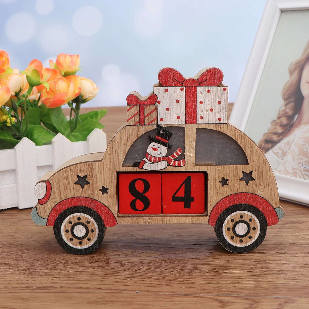 

Glowing Calendar Practical Gift Christmas Decor Desk Wooden Desktop Decoration Luminous