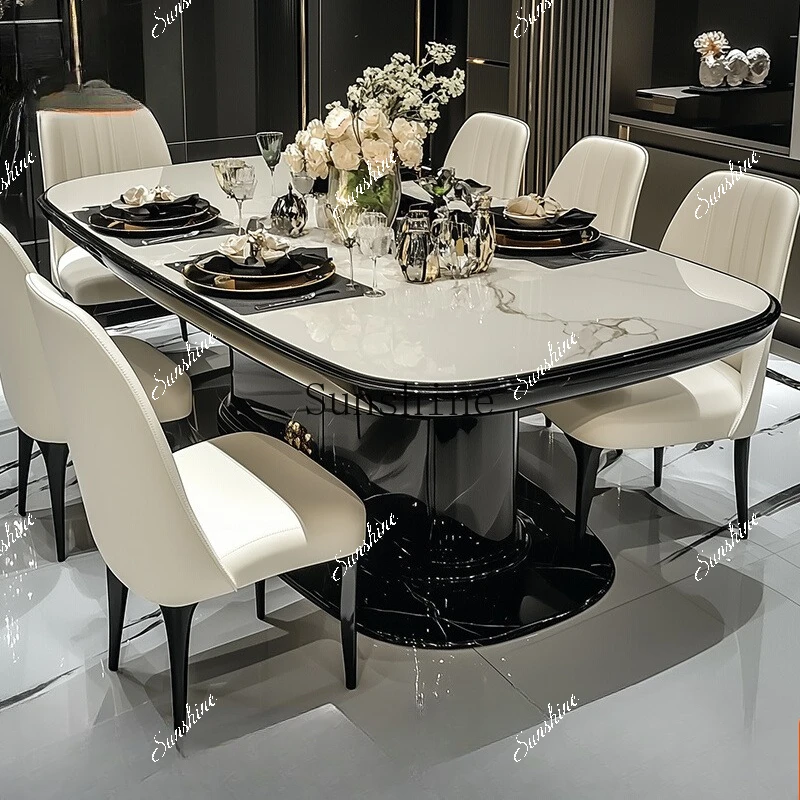 Light luxury high-end large-apartment villa flat-floor living room household high-end customized dining table  FT