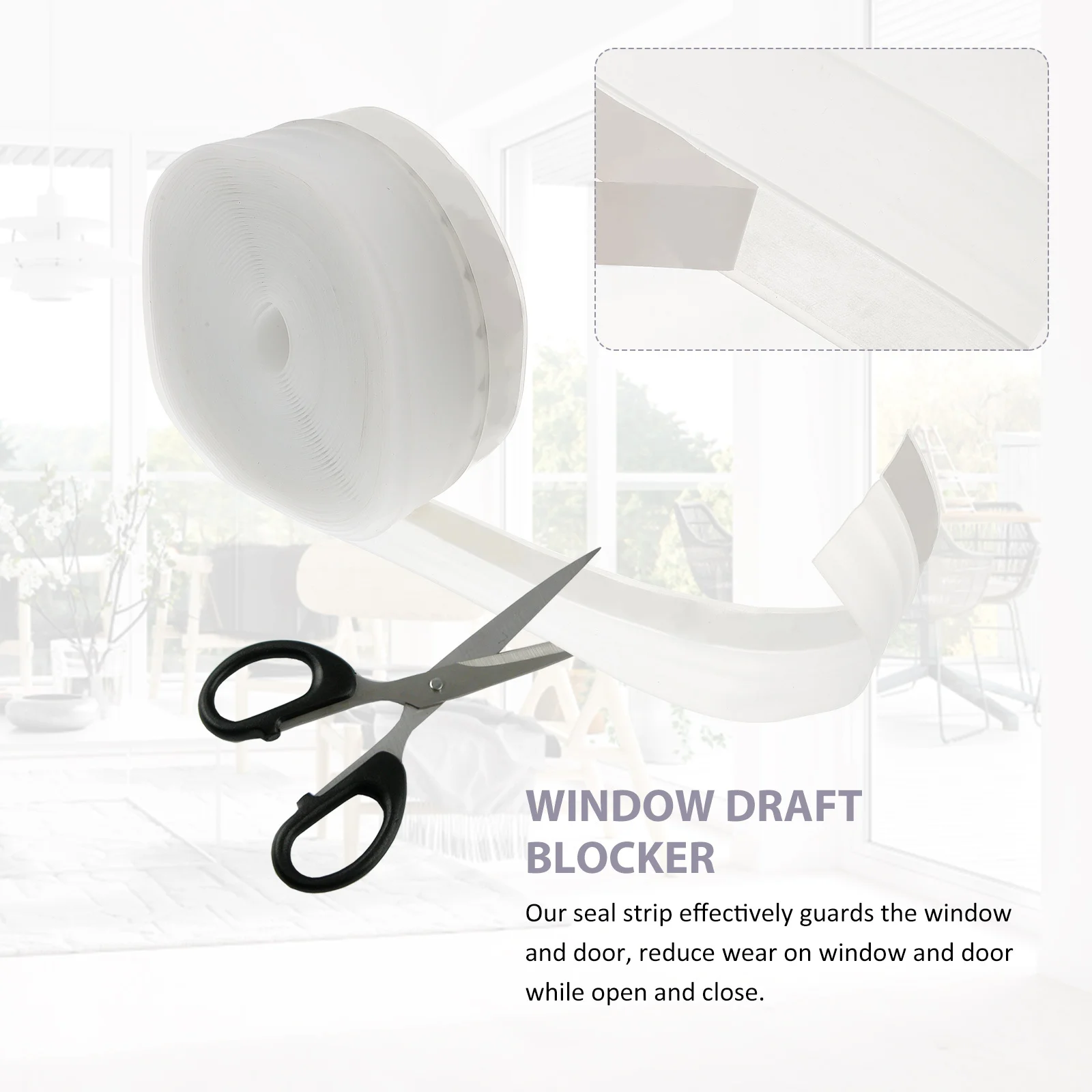 1 Rolka Przezroczystego Silikonowego Uszczelniacza do Drzwi i Okien z Klejem, Ochrona Przed Wiatrem na Zimę, Łatwe Cięcie do Dopasowania
