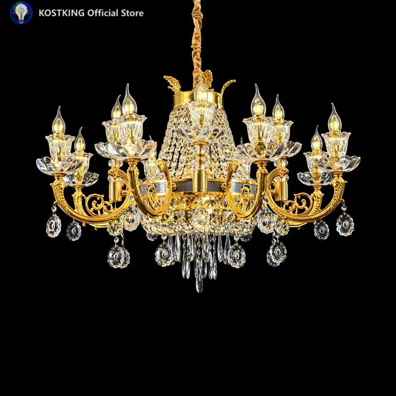 

Свет, роскошная атмосфера, люстра для гостиной, золотая свеча, хрустальная лампа, французская элитная лампа для столовой, спальни, новая горячая распродажа