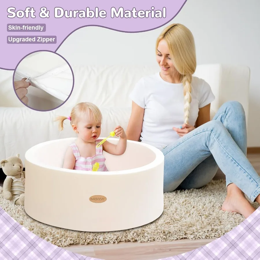 Baby Ball Pit 27,6 "bolsas redondas suaves de espuma viscoelástica, bolas no incluidas, parque infantil para interiores y exteriores para bebés y niños pequeños, gran regalo f