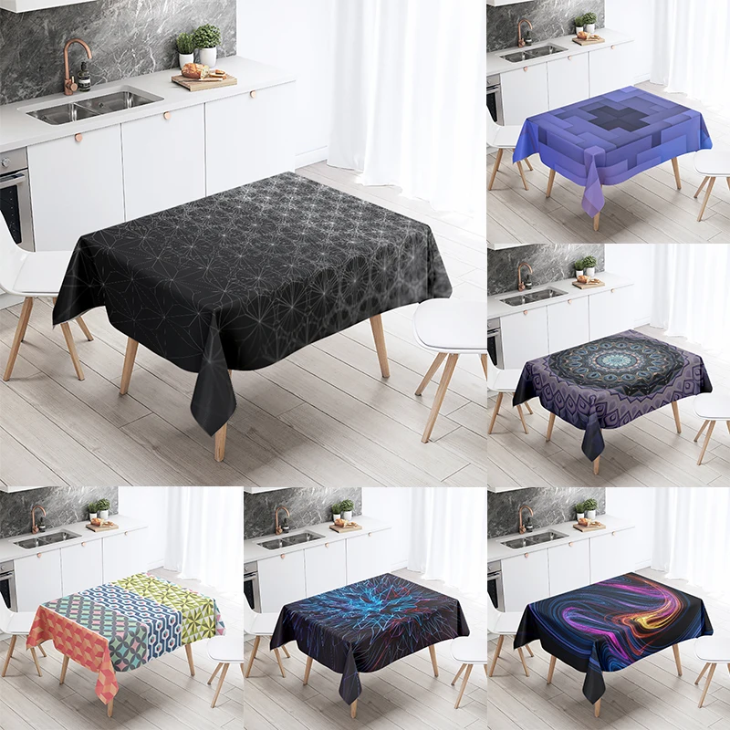 Black and White Color Abstract Geometric Tablecloth Personalized Printed  Restaurant Table Decoration  Ornament