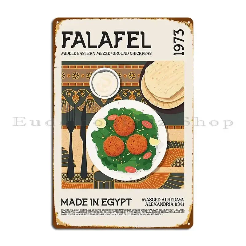 Egypt Falafel Wall Art Metal Signs Club Wall Mural Cinema Pub Create Tin Sign Poster