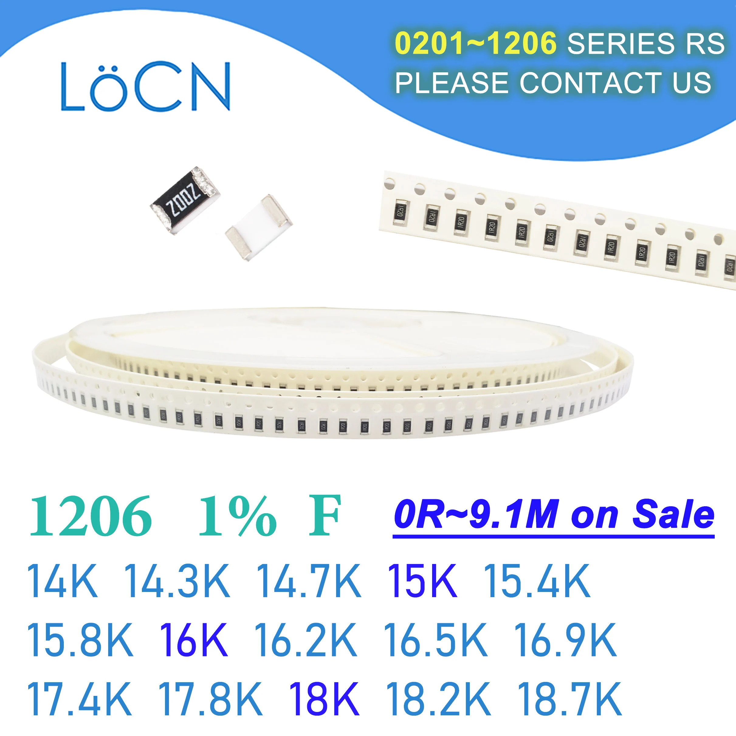 1206 1% F 5000 SZT. SMD 14K 14.3K 14.7K 15K 15.4K 15.8K 16K 16.2K 16.5K 16.9K 17.4K 17.8K 18K 18.2K 18.7K Rezystor 1005 OHM