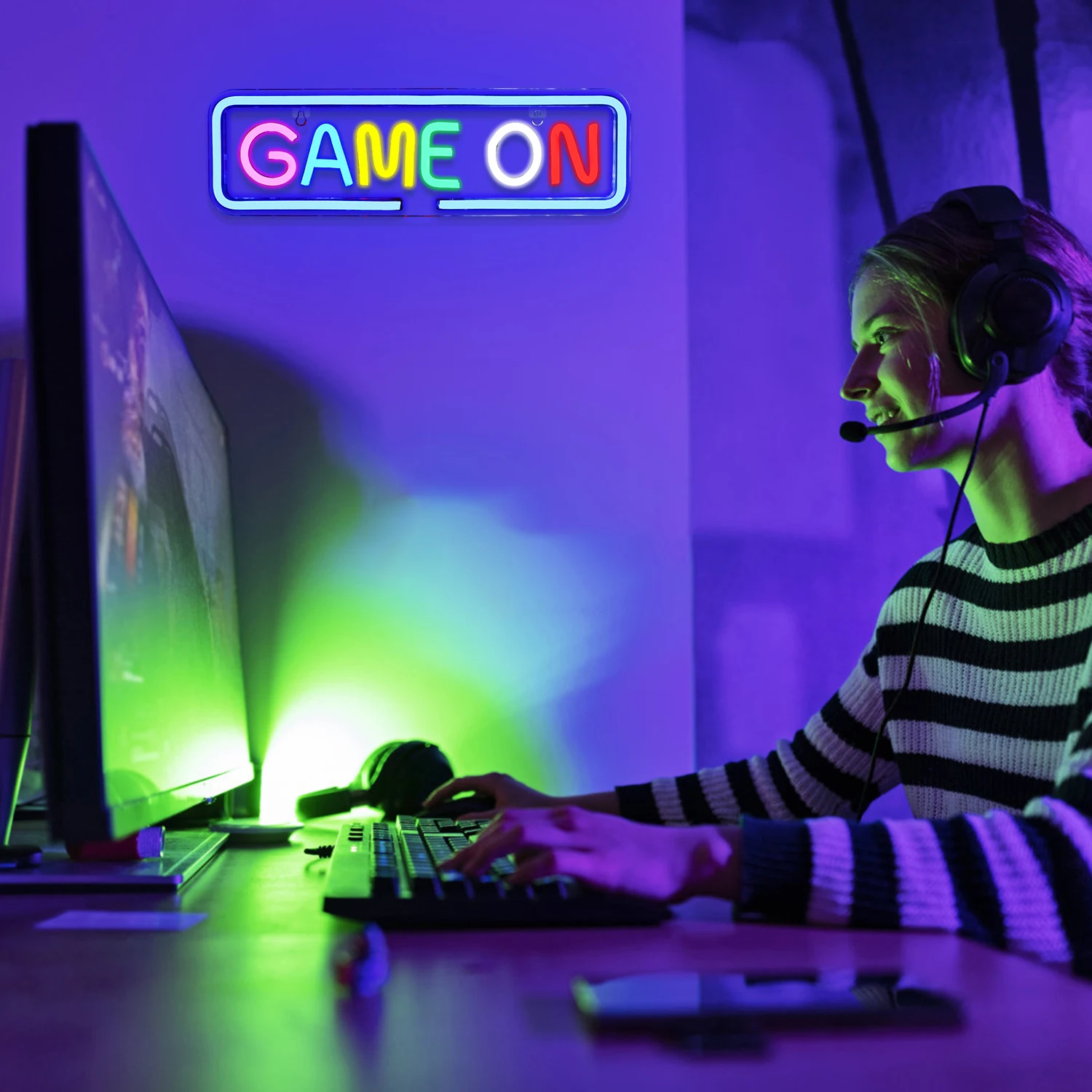 Imagem -05 - Game on Neon Led Sign para Wall Decor Gamer Sign Luz de Néon Colorida Usb Powered Switch Sala de Jogos Pub Party