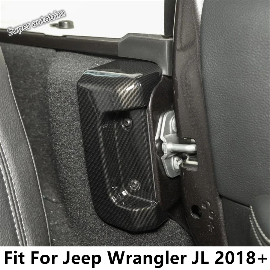 

Car Inner Rear Seat Door Lock Buckle Frame Cover Trim Fit For Jeep Wrangler JL 2018 - 2022 ABS Carbon Fiber Accessories Interior