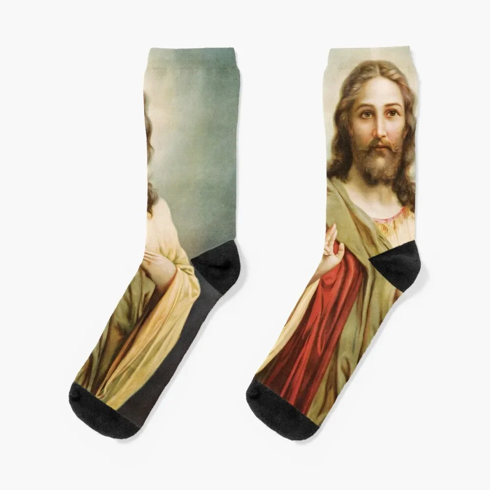 

Jesus Christ Painting Socks with print colored loose Lots Man Socks Women's