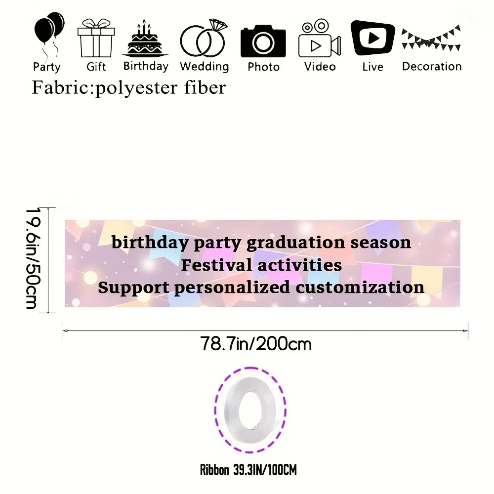 Customizable Polyester Photo Backdrop Banner - Personalized Durable Party Decor for Birthdays, Graduations, Festivals & Events