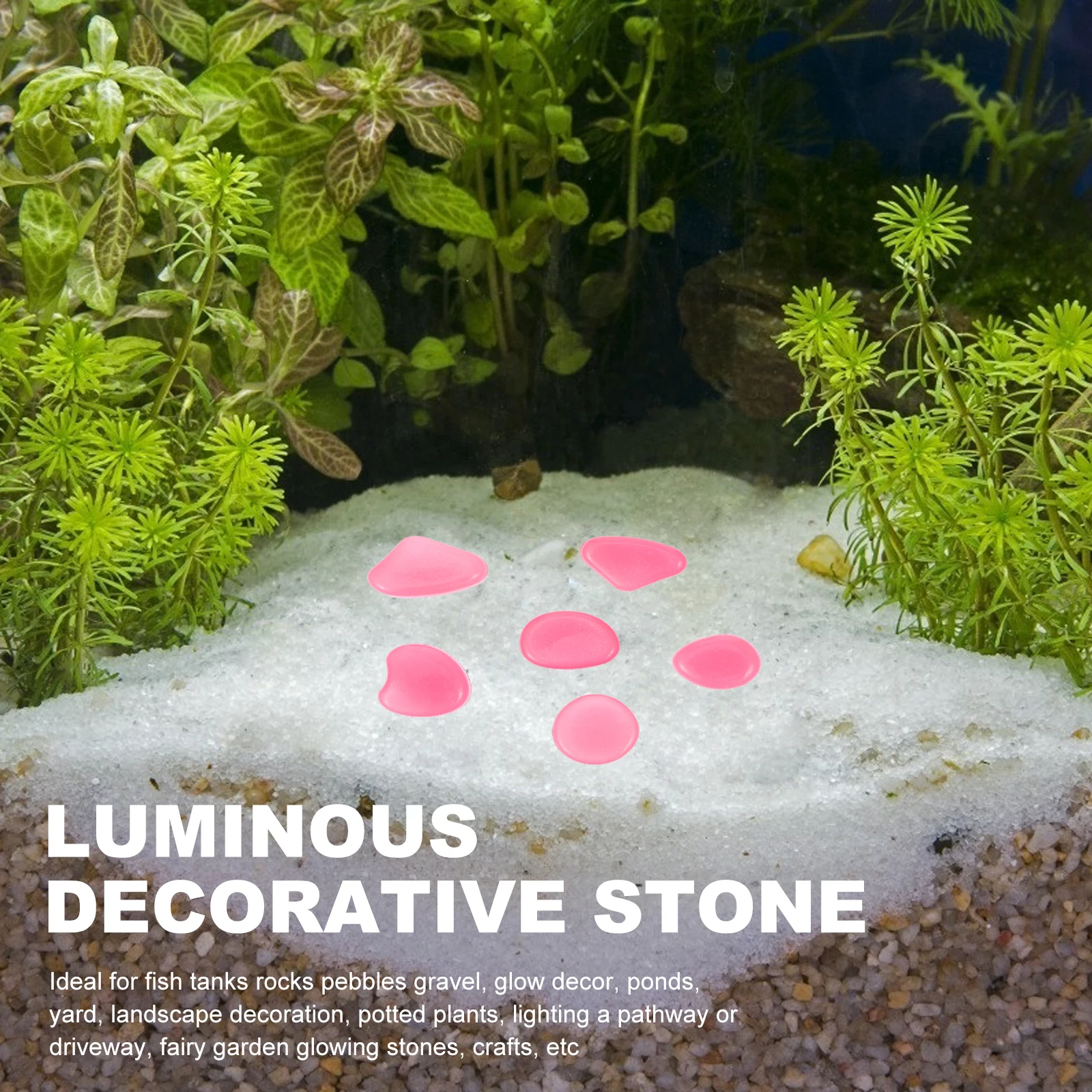 

100 Pcs Luminous Stone Fish Tank Decorations Garden Pebble Glowing Long Powder Decorative Polished