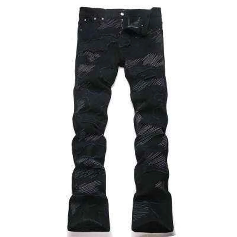 Calças Jeans Slim Flare Masculinas com Bordado Vintage e Patches, Calças Unissex American Hip Hop Streetwear, Jeans Casuais Y2K.