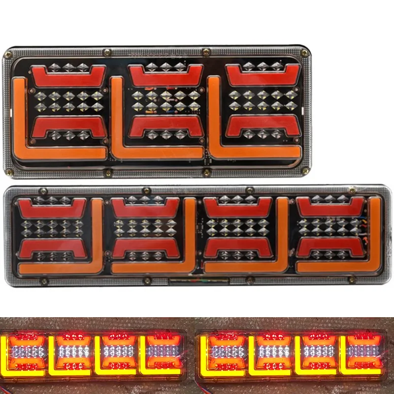 

1Pair 24V Trailer Tail Lights Rear Brake Light For Truck Bus Van Lorry Stop Reverse Lamp Dynamic Turn SignalsTaillight