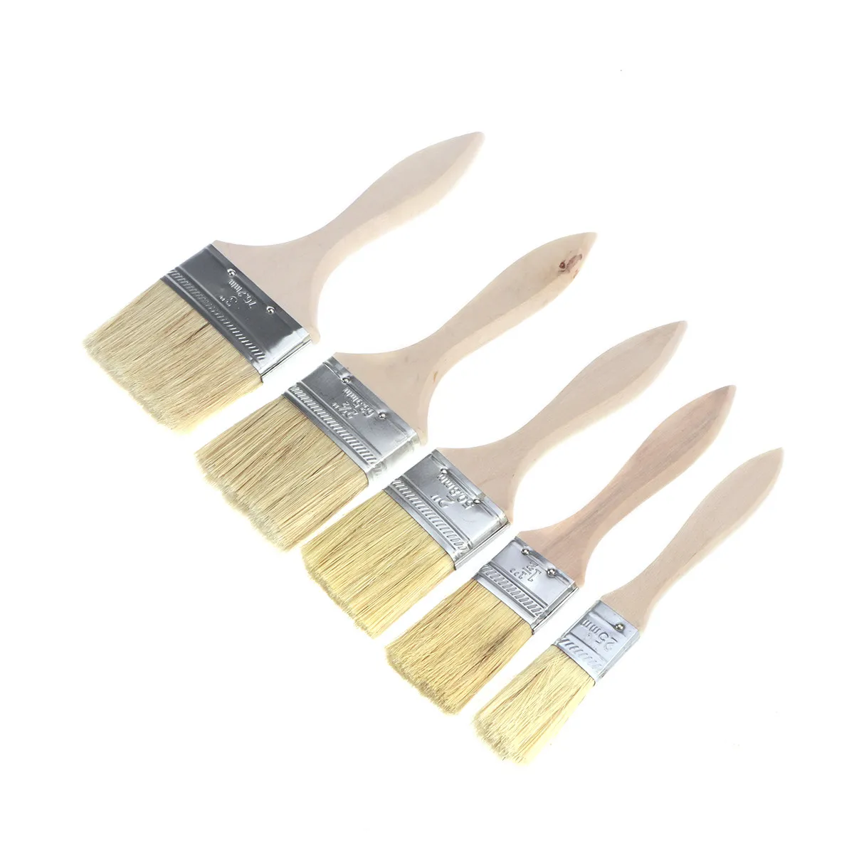 5Pcs High Quality Paint Brushes Natural Bristle Wooden Handle Set for Classic Furniture Restoration Wall Tables