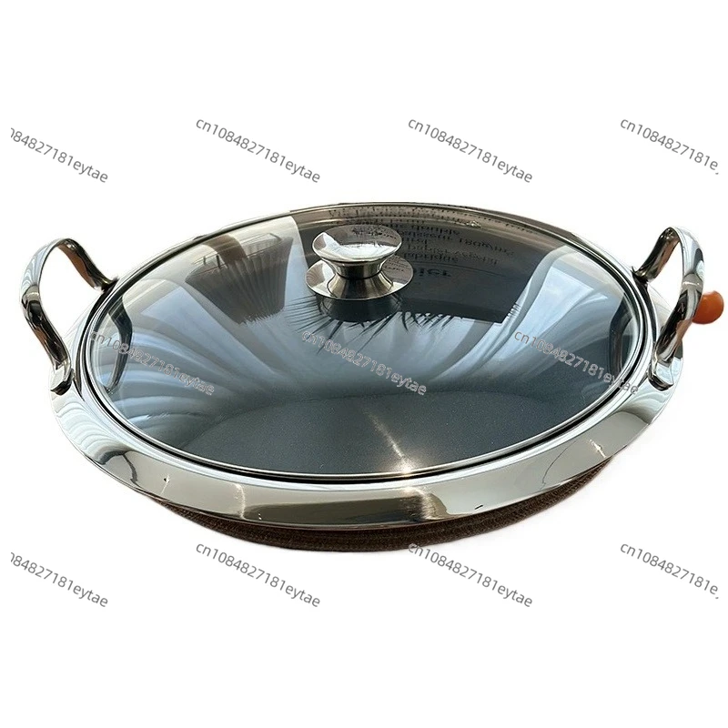 

Сковорода из нержавеющей стали 316 (18/10) с двумя ручками и стеклянной крышкой, антипригарная, 30 см