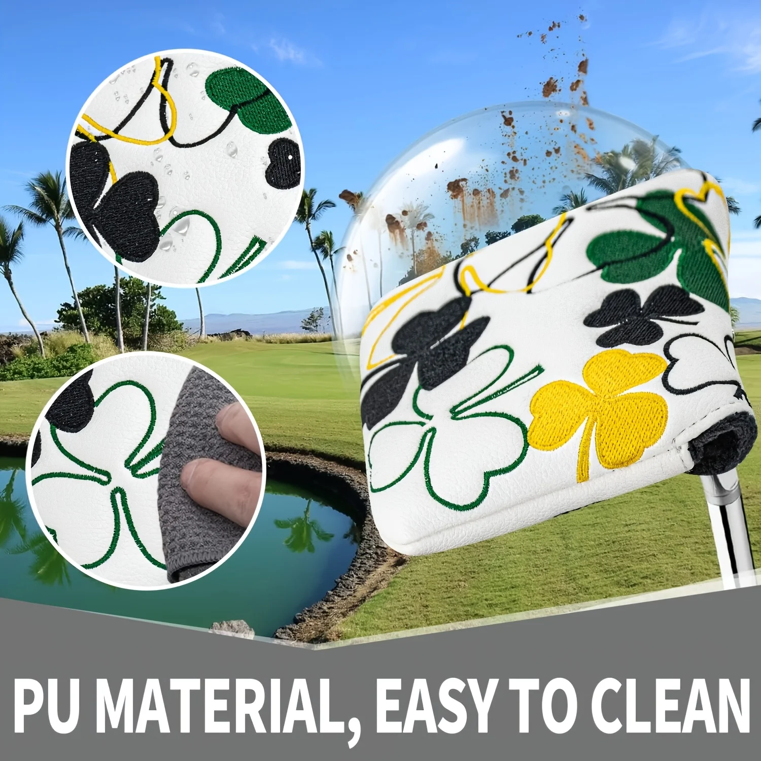 1pc Floral Print Style Design Style Club Head Cover, Golf Putter Club Cover, Golf Mallet Putter Cover - PU with Advanced image 4