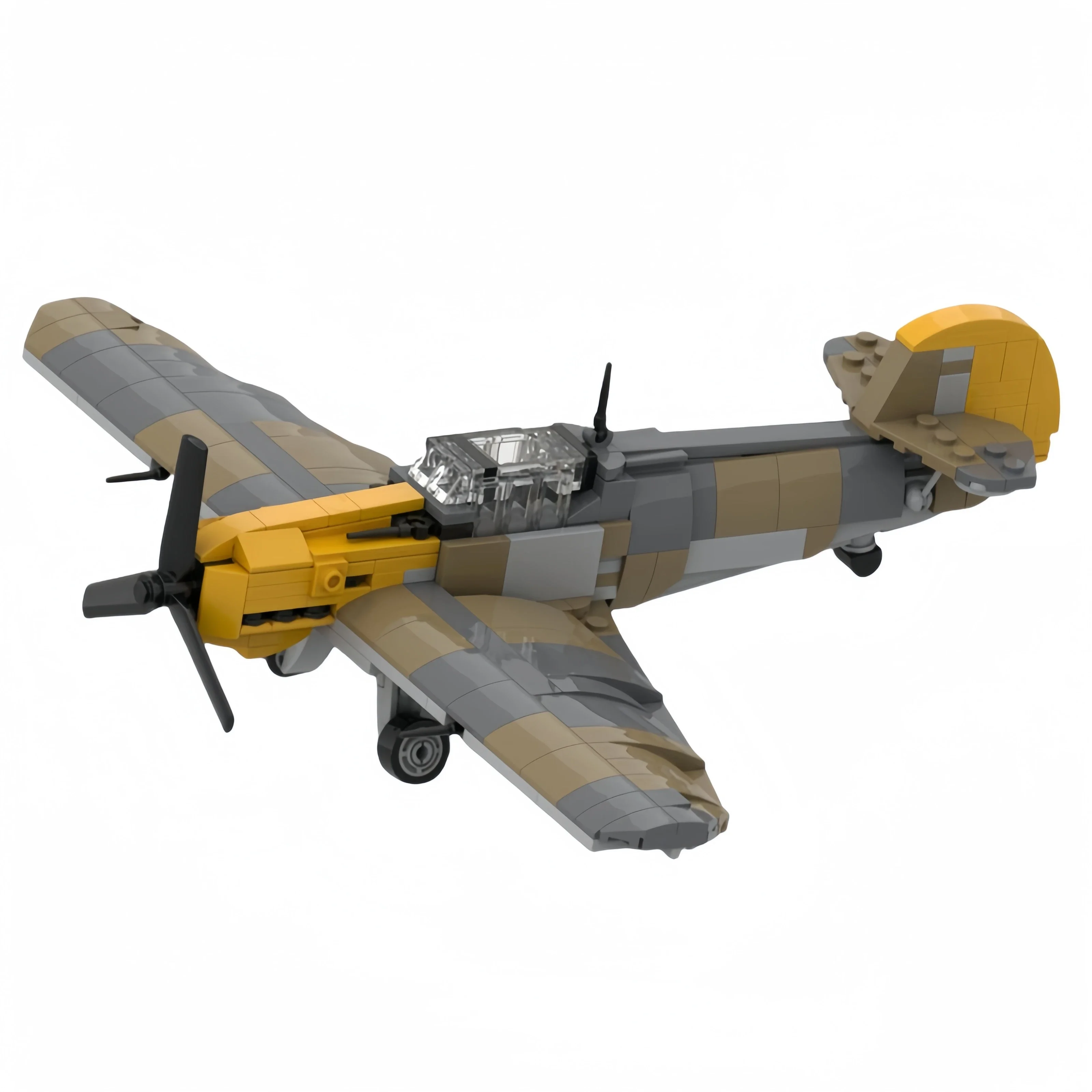 Military Aircraft Model MOC Building Bricks Bf109 F-4 Fighter Modular Technology Gifts Holiday Assemble Children Toys Suit