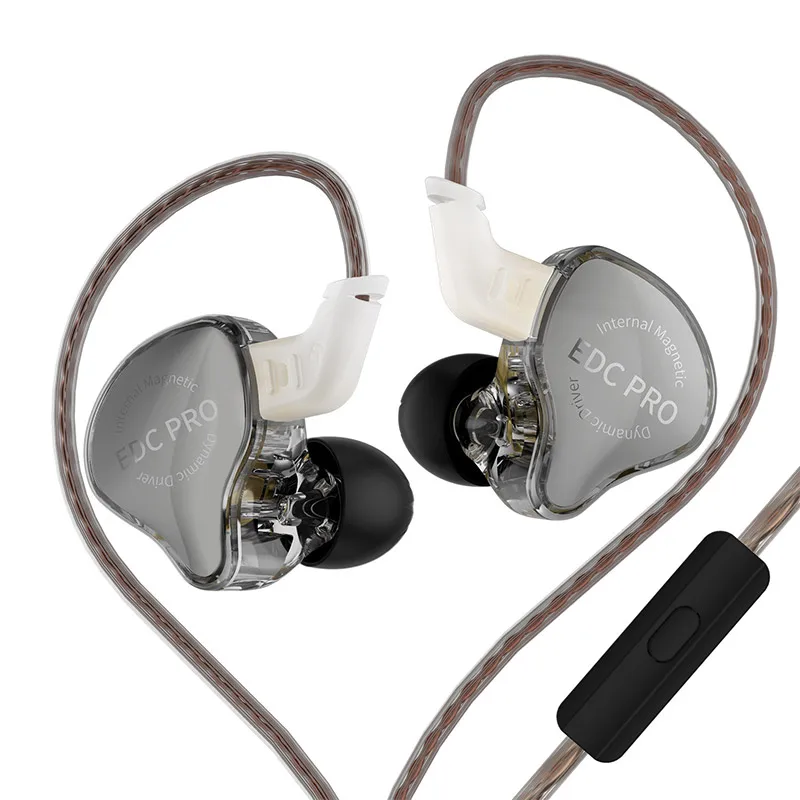 KZ EDC Pro Wire-oortelefoon Grote dynamische stuurprogramma's Monitor Bass In-ear hoofdtelefoon Annulerende headset met afneembare audiokabel