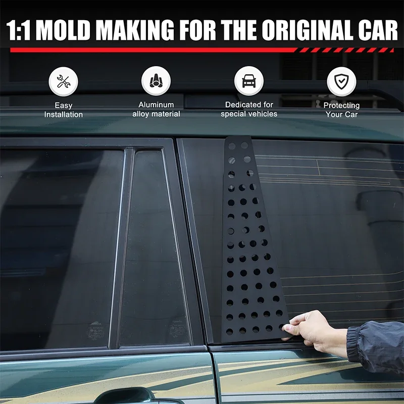 

For Toyota Land Cruiser Prado 120 150 2003-2023 Aluminum Alloy Black Car Rear Window Glass Guard Plate Trim Car Accessories