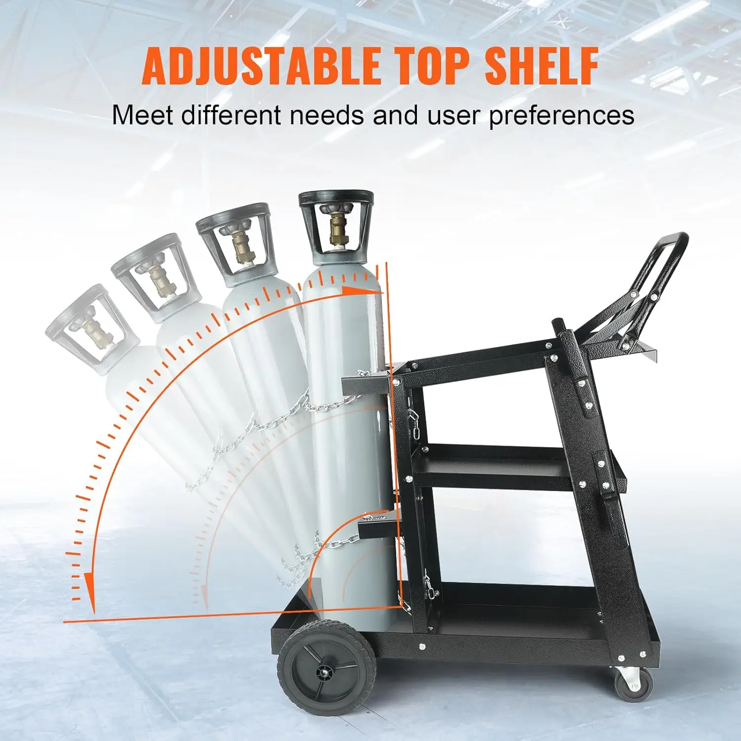 Welding vehicle, 3-layer heavy-duty welding vehicle with a static weight capacity of 400 pounds, 360° rotating wheels