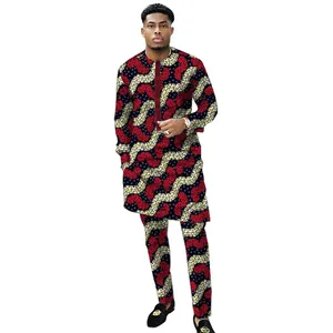 Set von Männern der Männer der nigerianischen Kopie Dashiki -Hemden mit Herrenhosen Handel Handelshandel traditionelle Standard -Hochzeitskleidung im afrikanischen Stil 8 Hauptverkäufe Nigeria Shirt - №5