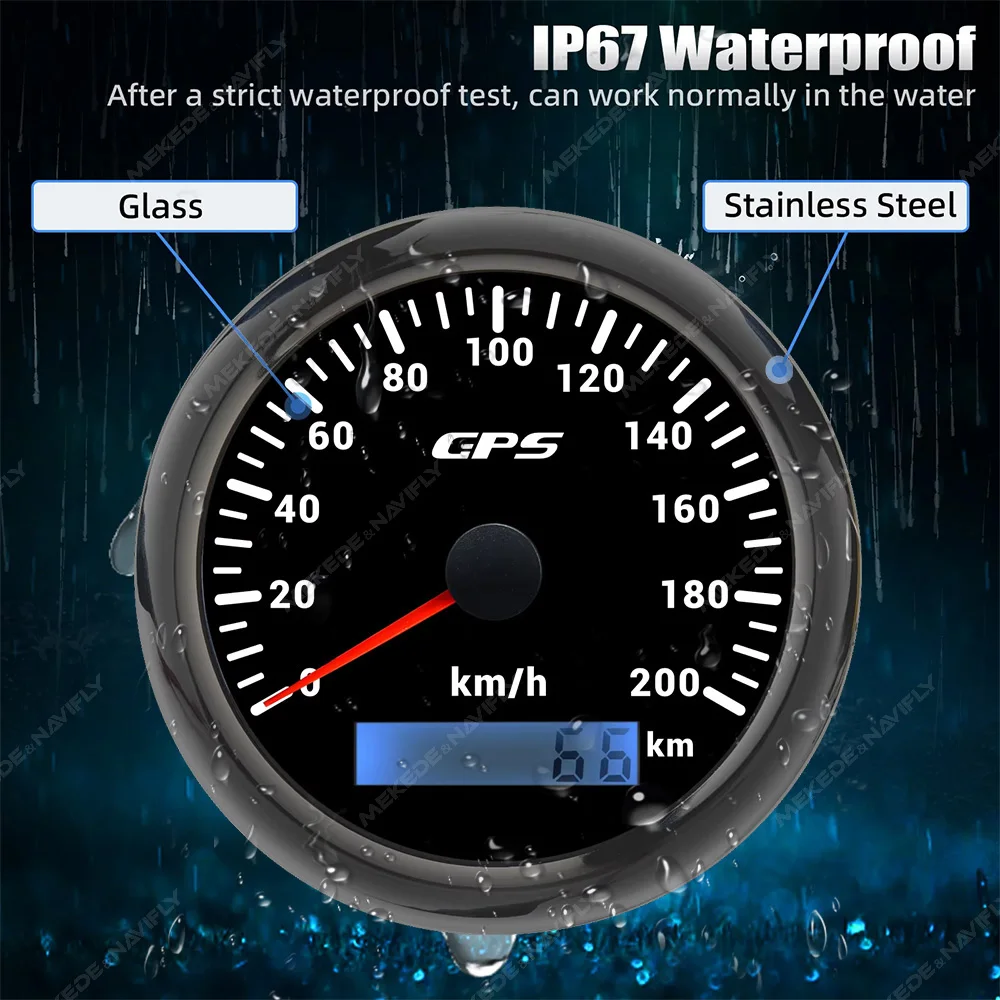 For Motorcycle Marine Boat Truck Universal 85MM GPS Speedometer Gauge 7 Color LED Backlight 120 Kmh 200 Kmh BN Speed Gauge Meter