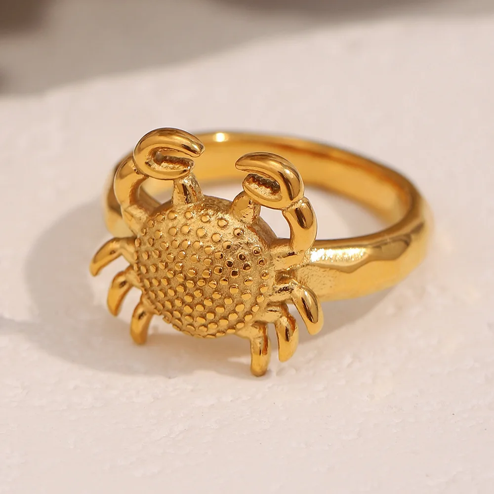 

Exaggerated Crab Ring Faionable Stainl Steel 8K Gold Plated New Design Ring Sli Accory for Women And Girls