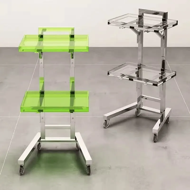 Foldable hair salon barber cart beauty cart trolley hair salon perming and dyeing double-layer tool cart bar cart