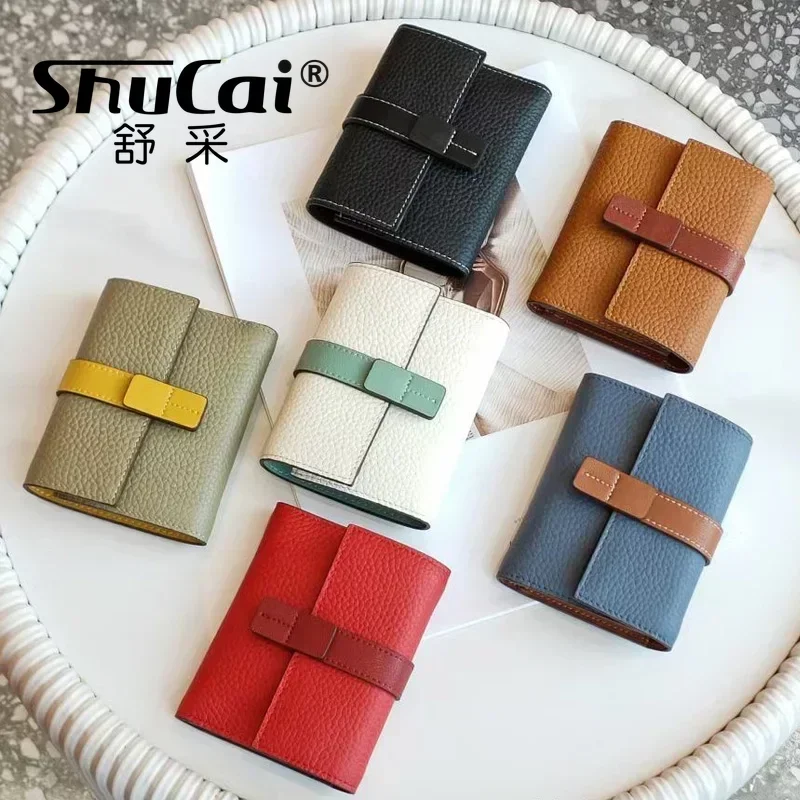 Short Wallet Women Purses Fashion Coin Purse Card Holder Wallets Female Genuine Leather Wallet Clutch Bag