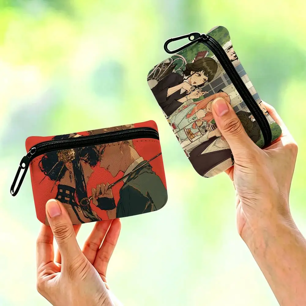 Anime Spy x Family Multifunctional Oxford Cloth Small Pouch With Hook Mini Coin Wallet Earbud Storage Bag