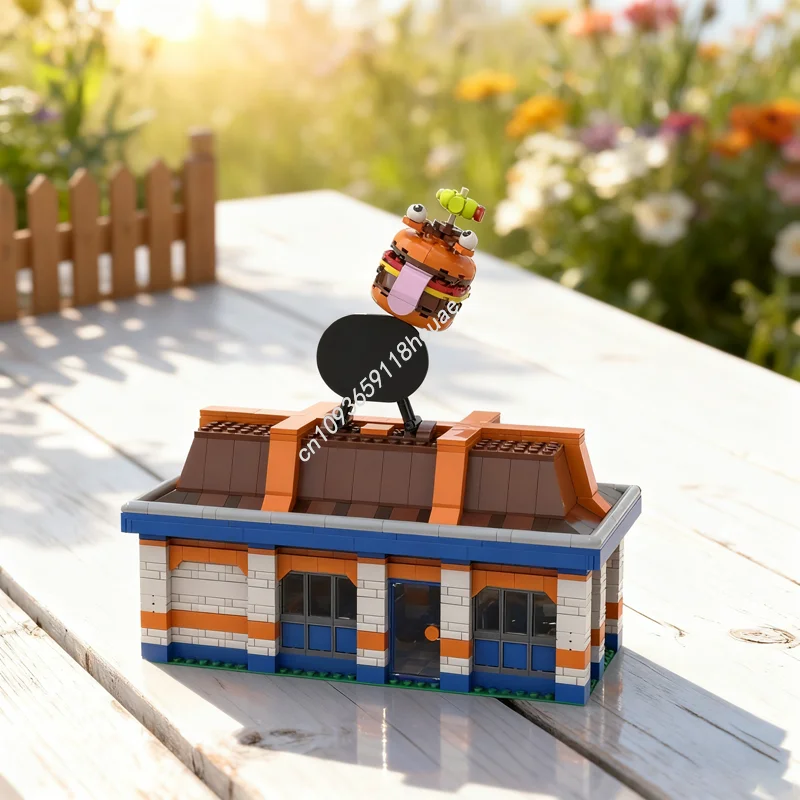 1443 Uds. MOC Durr hamburguesa Fortnites modelo arquitectura de bloques de construcción DIY regalos creativos de Navidad Idea juguetes educación ladrillo niños