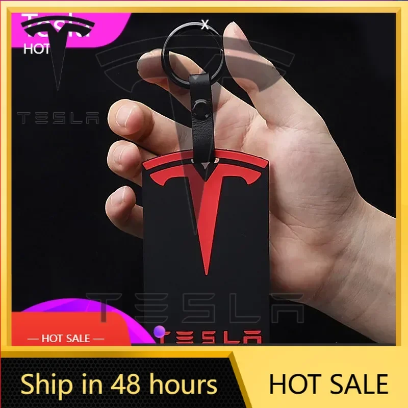 

Car Sticker 2025 New Tesla 3D Design Highlight Key Card Holder Silicone Protector Cover Keychain for Tesla Model 3 Model Y Acces