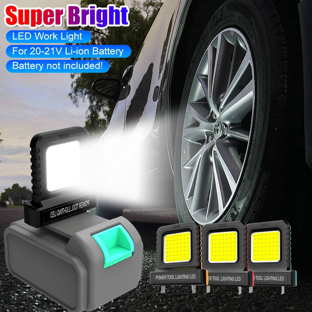 Super Bright LED Work Light for Makita for Milwaukee for Dewalt for Bosch for Dayi Lomvum Zhipu 20-21V Li-ion Battery Power Tool