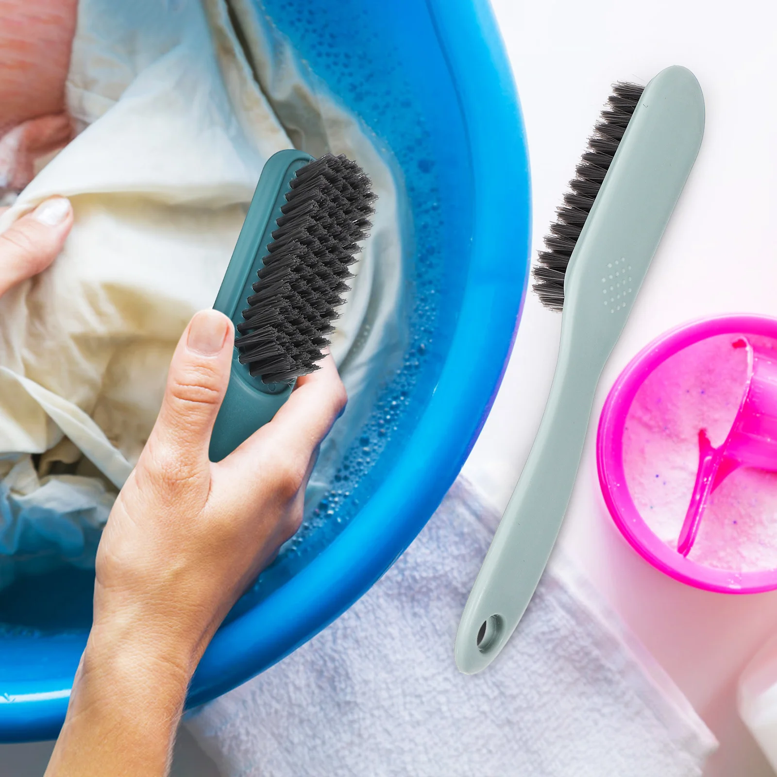 

2 pcs Plastic Shoe Cleaning Brush Long Handle Dense Bristles Scrubber For Sneakers Boots Clothes Laundry Tool Shoe Brush