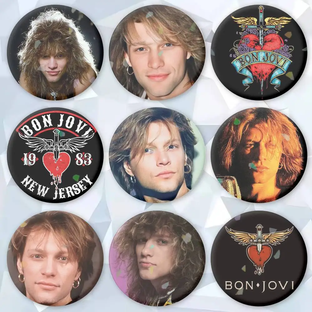 B-Bon Jovi Banda Broches Pinos de crachá de desenho animado Mochila Chapéu Acessórios Presente de amigo