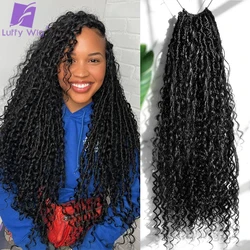 Trenzas bohemias de ganchillo pre-bucle con rizos de cabello humano, trenzas de diosa Locs, rastas suaves, pelo rizado de ganchillo de 22 pulgadas y 26 pulgadas
