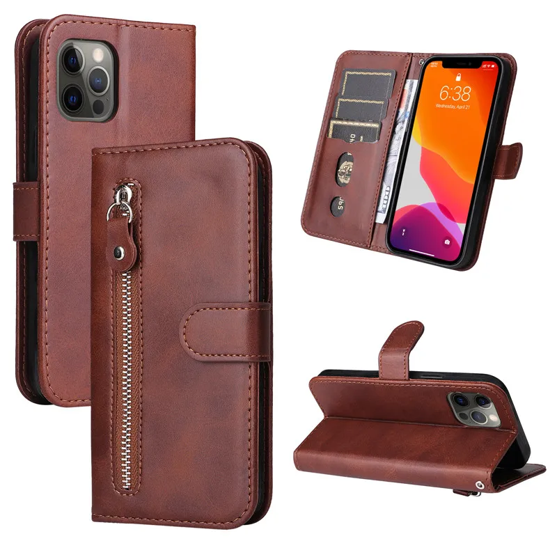 Capa de couro magnético flip para iphone, tampa da bolsa do telefone, slot para cartão com zíper, carteira, iphone 16 pro, 15, 14 plus, 13 mini, 12, 11 pro max, 16plus