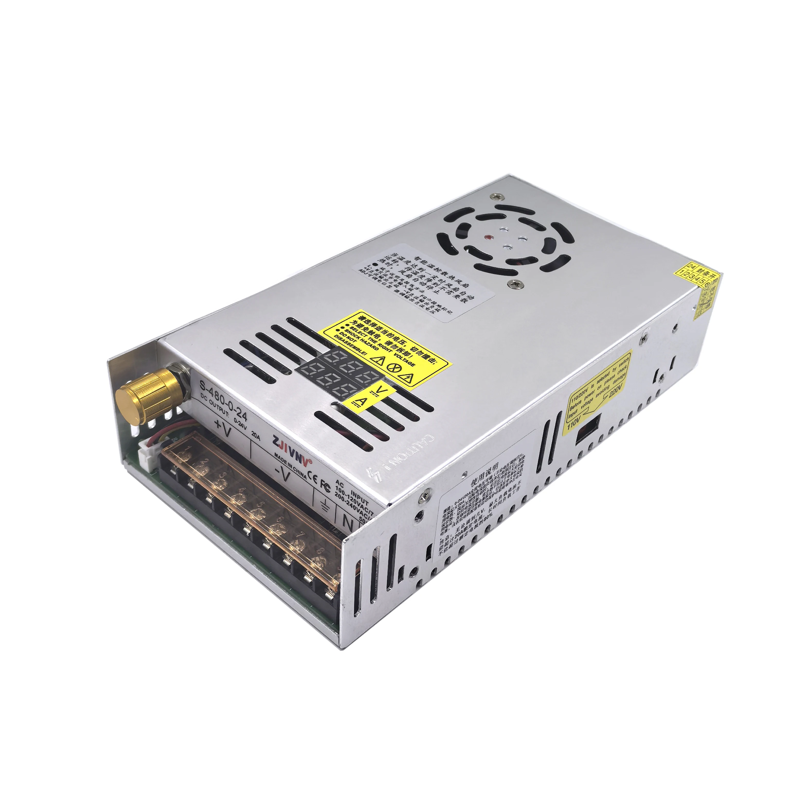 480W AC-DC Switching Power Supply Adjustable Voltage Current Limit LED Dual Displays DC 0-36V 15A 110/220/VAC Industry Use