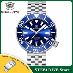 STEELDIVE SD1976P blauwe wijzerplaat 316L kast saffierglas 48 mm kast uit één stuk NH35 automatisch uurwerk 1000 m waterdicht heren duikhorloge