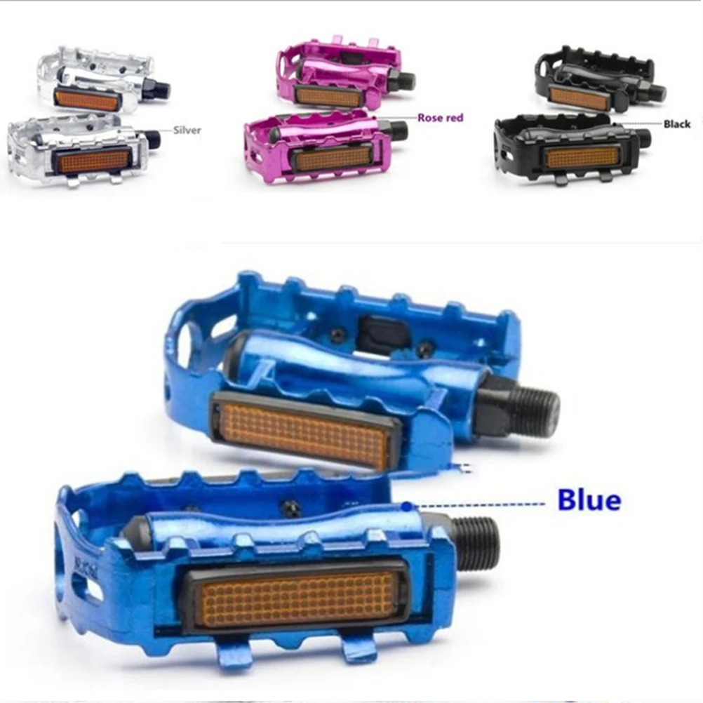 

Bicycle Pedal Blue Silver Platform with Spikes for Mountain Bike Adult Riders Anti Slip Durable Reflective Suitable