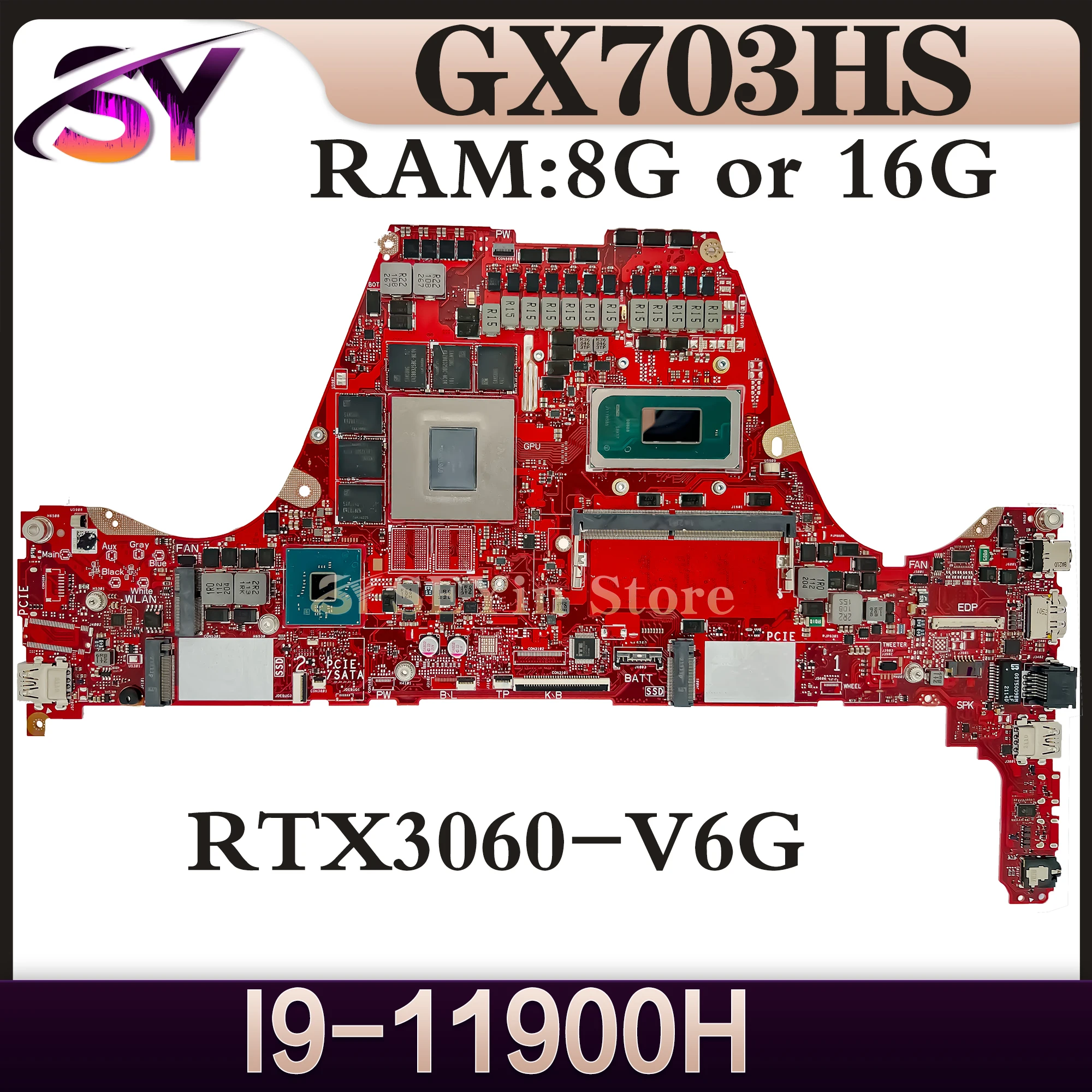 

GX703HS Mainboard For ASUS ROG Zephyrus M16 GU603HM GX703HMD GU603H Laptop Motherboard 16GB-RAM I7-11800H I9-11900H RTX3060/V6G